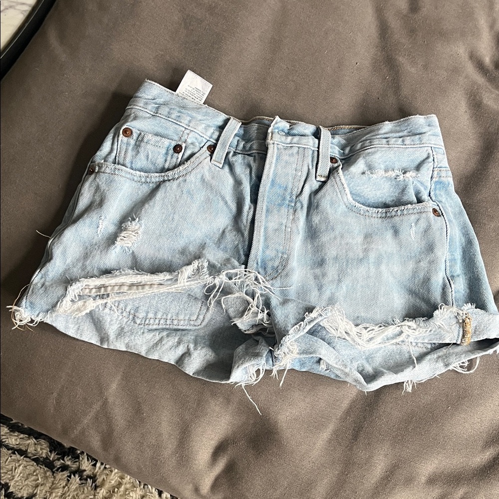 Levi's Light Blue Distressed Jean Shorts